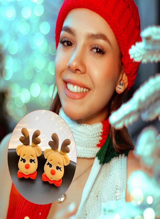 PINCHUAN 6 Pairs Christmas Stud Earrings for Women Christmas Jewelry Set Cute Holiday Stud Earrings christmas Tree Bell Snowman Santa Claus Elk stud Earrings Festival Holiday Jewelry-6 pairs - Image 5